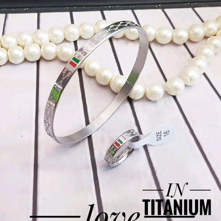 Set keroncong Titanium Gelang Cincin silver02