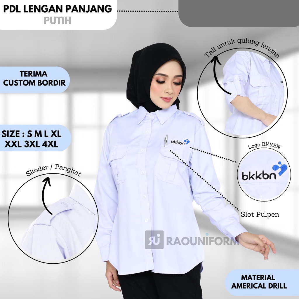 Seragam BKKBN Wanita/Baju BKKBN Pria/Baju Kerja BKKBN/Seragam Kerja Wanita/Kemeja PDL Lengan Panjang/Kemeja Kerja Lapangan