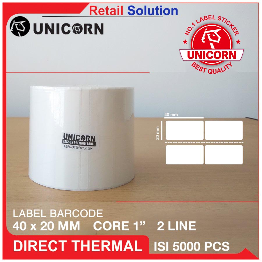 Stiker Label Barcode Thermal 40x20mm / 40x20 mm / 40 x 20 mm / 4x2CM