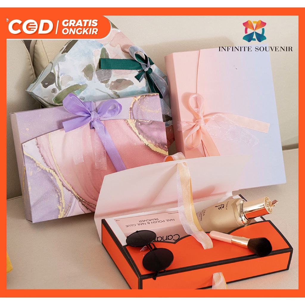 Kotak Kado Hampers Double Pita / Gift Box Hadiah Ribbon Lucu / Paper Bag Kotak Pakaian Anak / Tas Kantong / Kemasan Box Souvenir Ulang Tahun / Pernikahan / Lahiran / Valentine / Idul Fitri / Cake / Kue / Acara Kantor / Festival