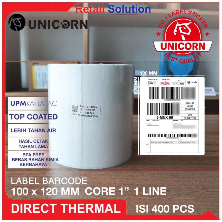 Stiker Label Barcode Thermal 100x120 mm / 100 x 120 mm / 100x120mm