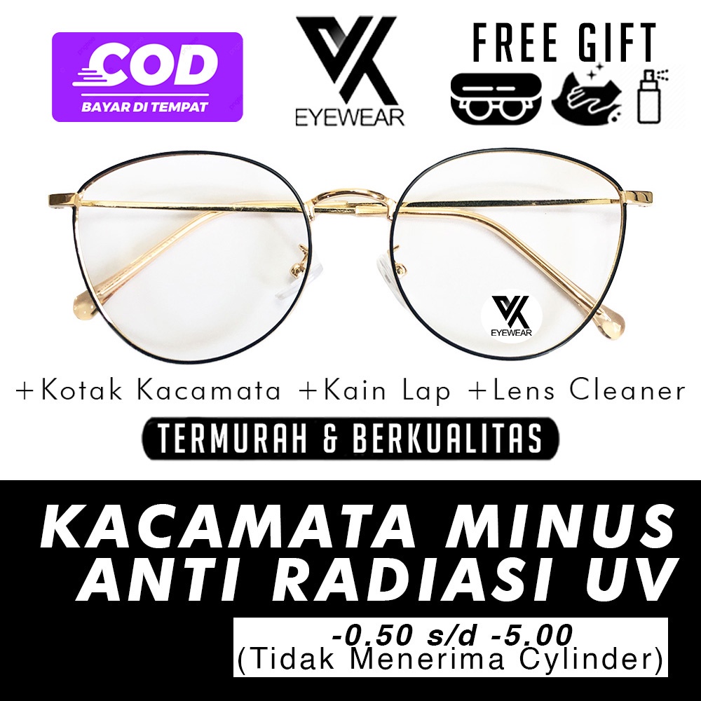 Kacamata 6073 MINUS ANTI RADIASI UV Hp, Laptop, Komputer Normal s/d -5.00  Korea Fashion Wanita Cat eye