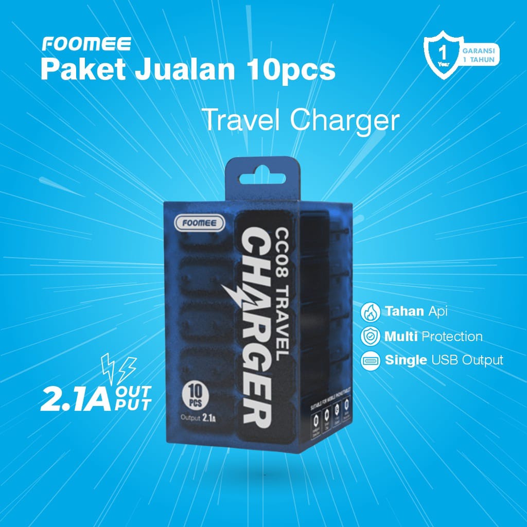 A_   Foomee CC08 Charger Set 10pcs Adapter Casan Original Garansi Resmi