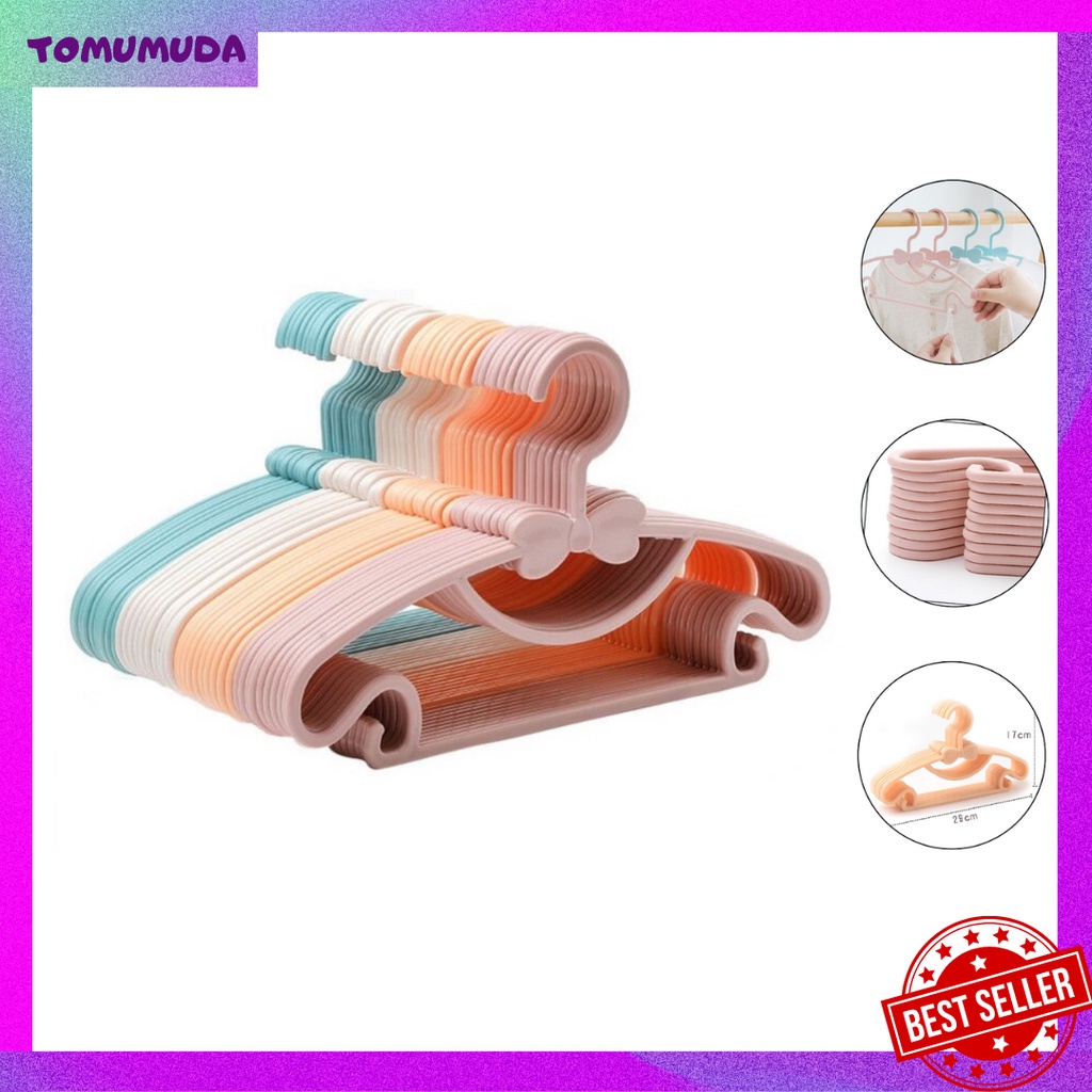 TOMU MUDA Gantungan Jemuran Baju Anak Travel Foldable Hanger Jepitan Gantungan Baju