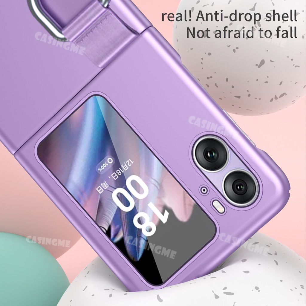 Hard Case Frosted Matte Skin Feel Folding Phone Case With Ring For Oppo Find N2 Flip