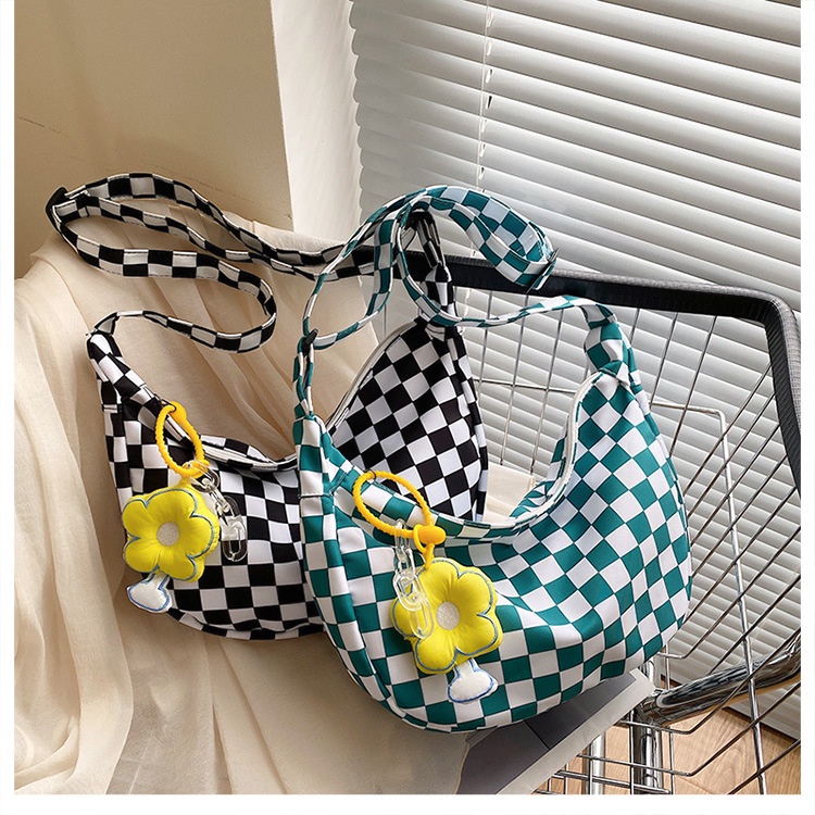 DOROTHY Tas Selempang Motif Catur Sling bag Bahu Catur Bag lucu Wanita Checkerboard Shoulder Bag Korean Style  Chikoisme