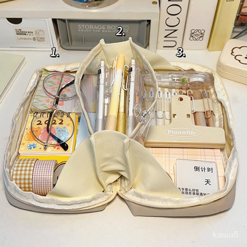 

Ins Solid Color Creative Pencil Case Simple Children's Pencil Bag High Capacity Stationery Storage B