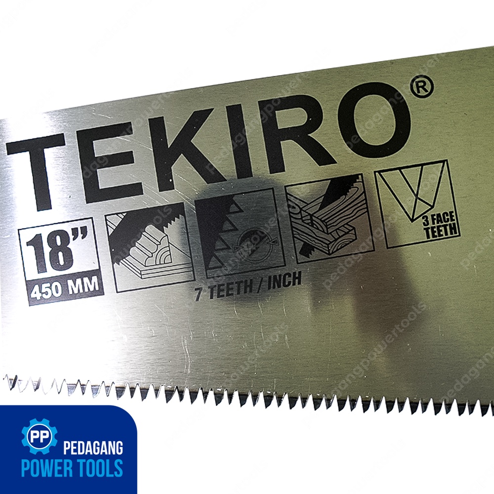 TEKIRO GERGAJI TANGAN POTONG KAYU GAGANG TPR 3 MATA 18 INCHI GT-HS1554