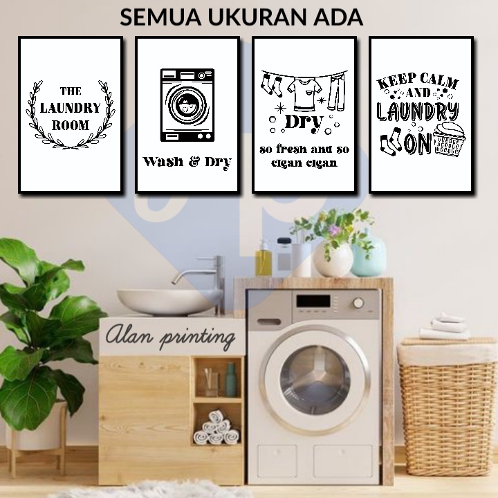 HIASAN DINDING LAUNDRY WASH PLUS BINGKAI KAYU MDF MOTIF LDR ads