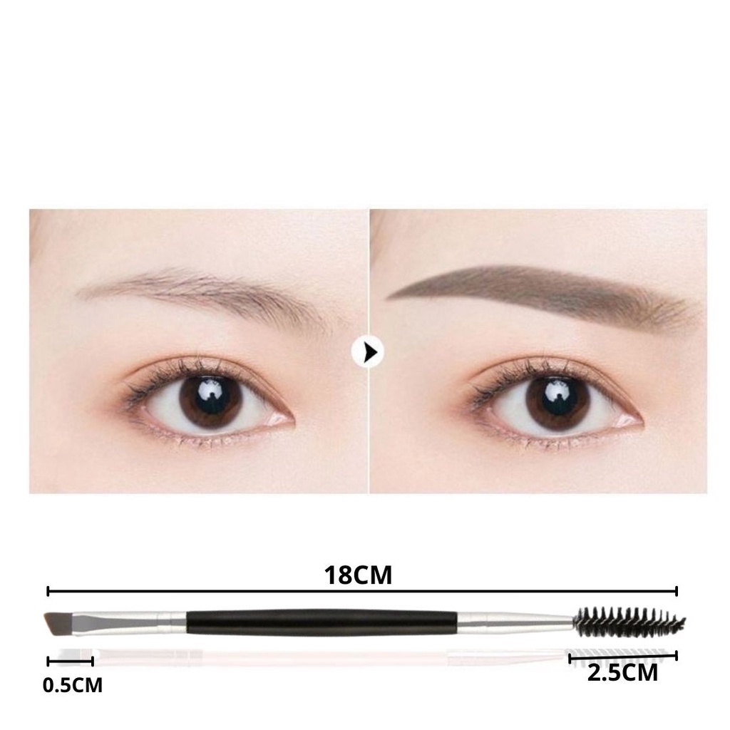 DSM Kuas Alis 2 IN 1 Double Eyebrow Brush Dengan Sikat Bulu Mata Premium Pembentuk Alis