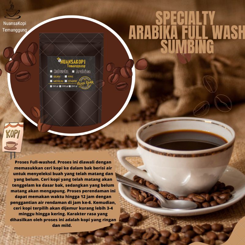 

KOPI ARABIKA FULL WASH PETIK MERAH 500GR ARABICA SUMBING TEMANGGUNG