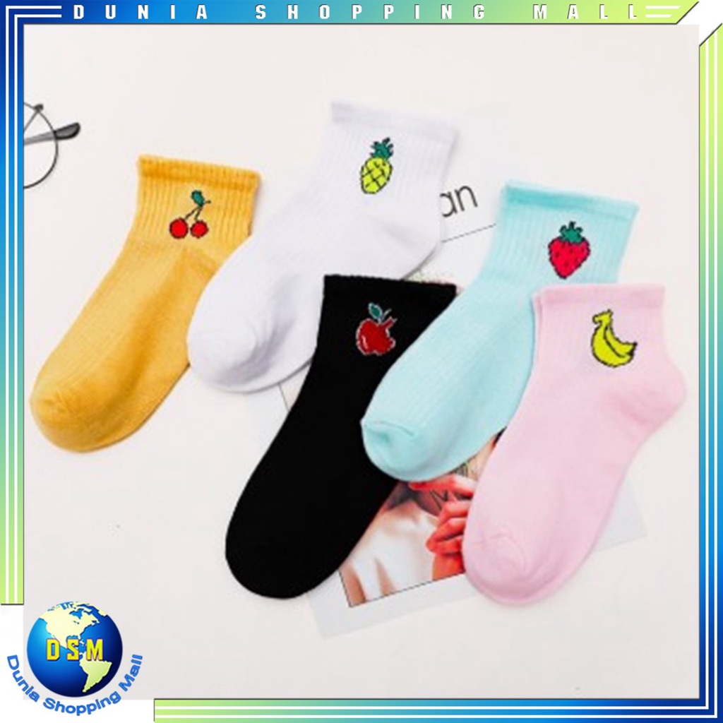 DSM Kaos Kaki Motif Buah Cute Kaoskaki Pendek Socks Fruit Fashion Wanita Korea