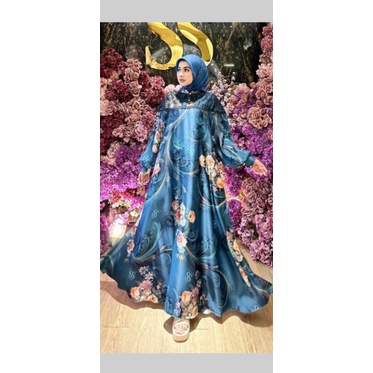 dress set hijab flower printing ss terbaru shellasaukia/ORI ss ORI shellasaukia/gamis set hijab prin