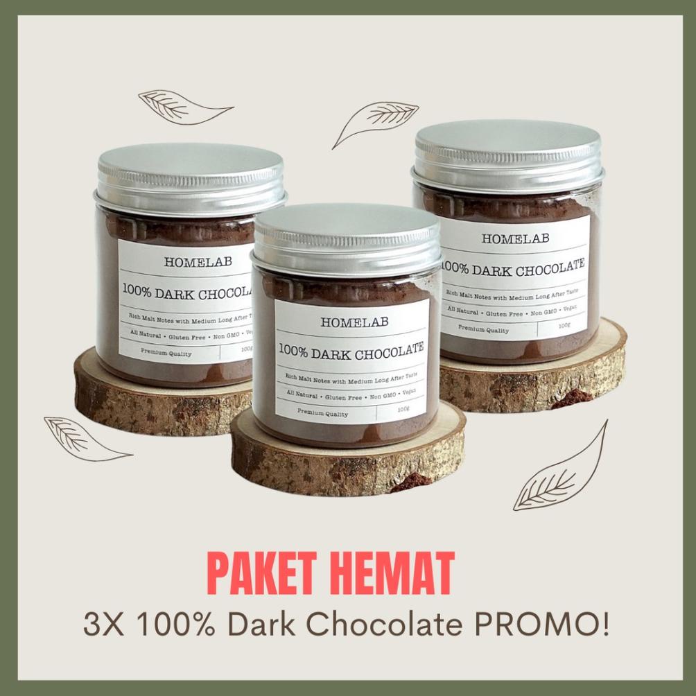 

Homelab 3 X 100% Dark Chocolate Powder / Bubuk Coklat Asli Premium 100G Olshoppanda_