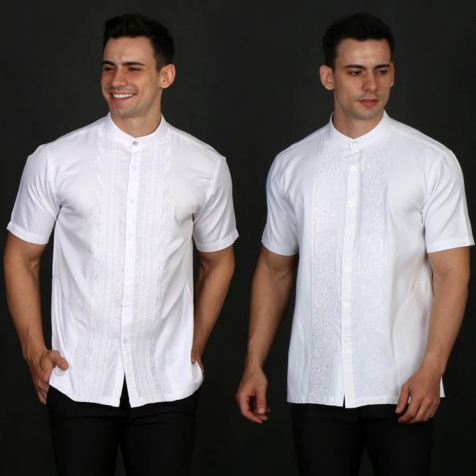 Casella Baju Koko Pria Lengan Pendek | Baju Koko Putih Lengan Pendek