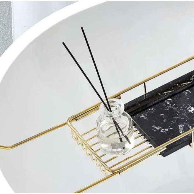 Tatakan Bathtub Tray Nampan Kamar Mandi Gold Marble Stainless