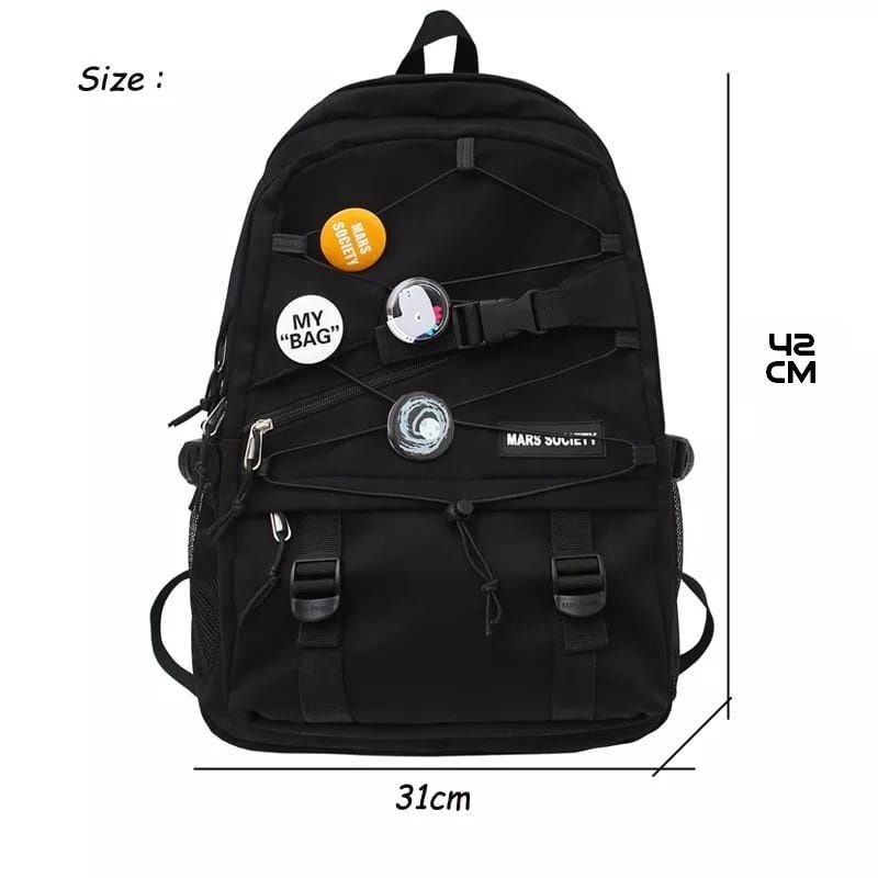 Tas Backpack Rj Pria/Wanita Fhasion Style Ransel Sekolah Free Pin Bros Tas Sekolah Tas Punggung SD/SMP/SMA