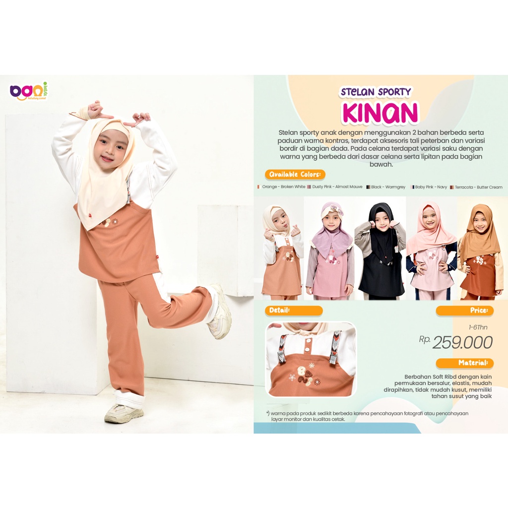 ORI RABBANI BANI BATUTA setelan BAJU ANAK sporty kinan 1-6 TH