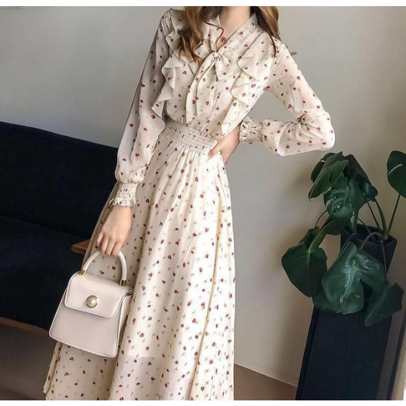 Maxy  dress floral vintage hijabers gamis lebaran 2023