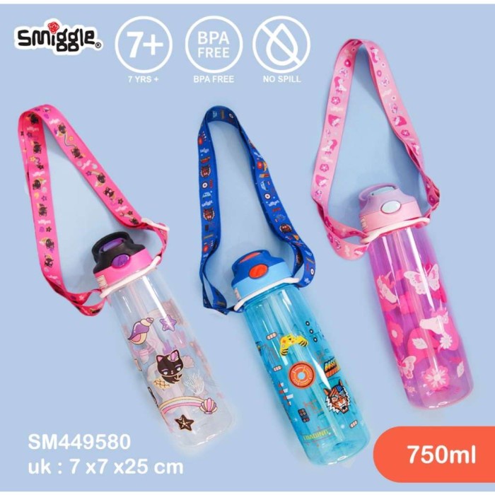 Terlaris Botol Minum Waterbottle Smiggle Tali Sedotan Silikon 430Ml Dan 750Ml