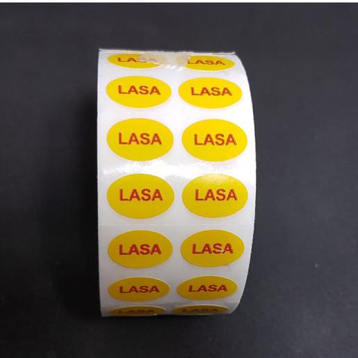 

STIKER LASA KUNING OVAL 20x10 mm isi 5000 pcs in ROLL - MURAH PROMO