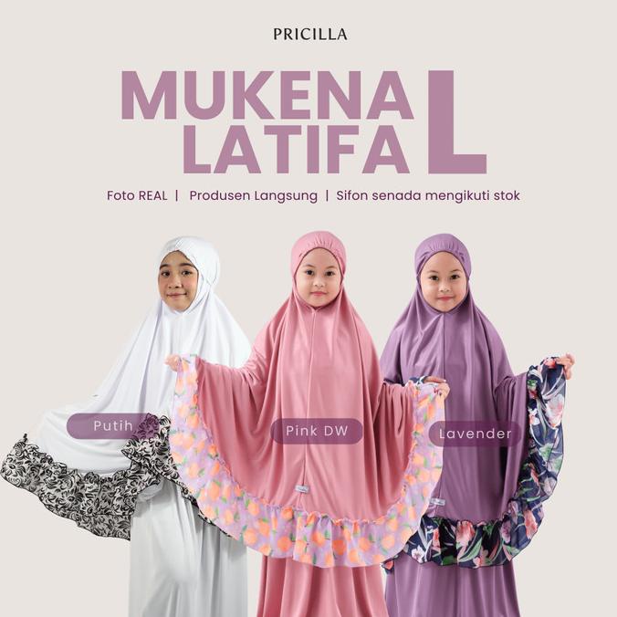 HARGA SPESIAL Latifa Mukena Anak Polos Adem SD Usia 7-10 tahun Size L