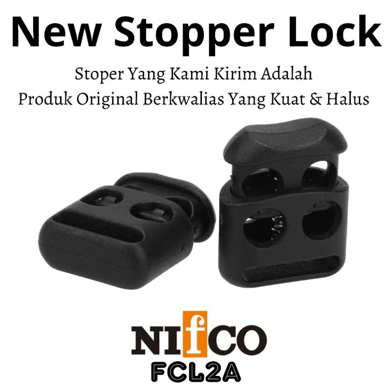 Stopper Tali Cord Lock Aksesoris Garment Pengunci Tali Nifco 2 Lubang 07