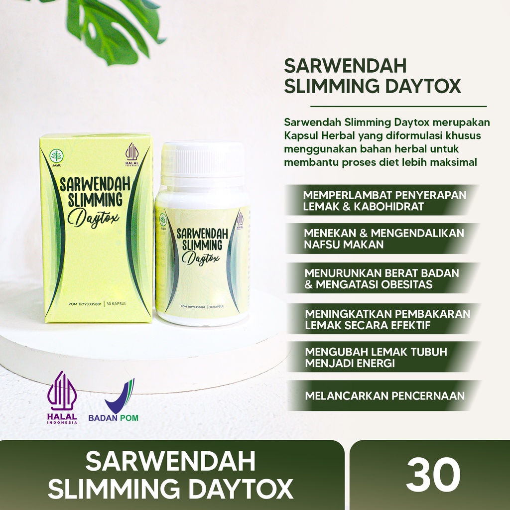 [ 30 kapsul ] SLIMMING DAYTOX BY SARWENDAH / KAPSUL PENURUN BERAT BADAN BPOM / KAPSUL PENAHAN NAFSU MAKAN BPOM