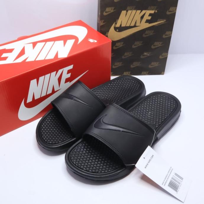 Sandal Nike Benassi Swoosh Fullblack Sandal Nike Pria