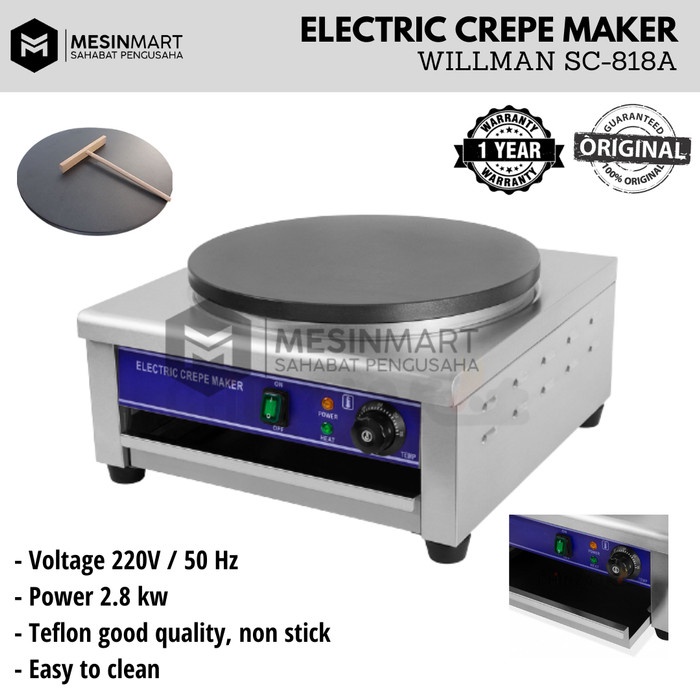 Electric Crepe Maker Mesin Crepes Listrik WILLMAN SC-818A GARANSI