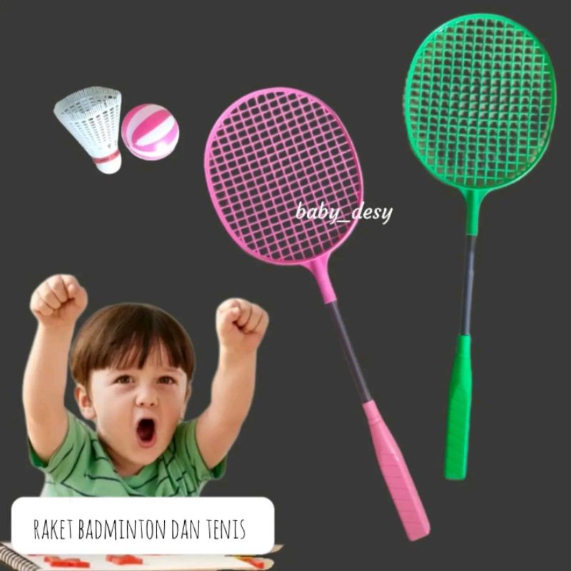 MAINAN ANAK RAKET BADMINTON / MAINAN OLAHRAGA KOCK BULU TANGKIS / RAKET PLASTIK