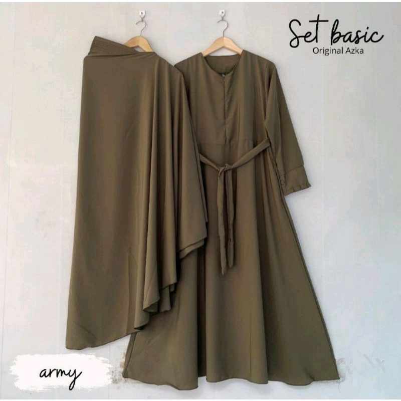 Tren Baju Muslim Gamis Polos Set Syari Free Cadar Bahan Wolfis Terlaris / Raya Dress By Adiba Dress 