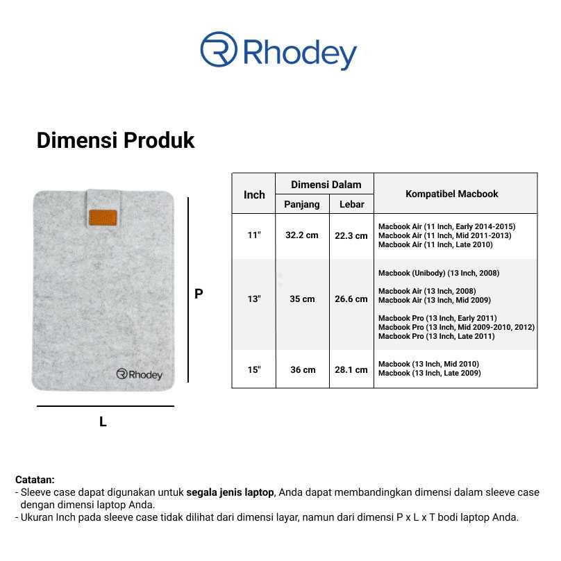 Rhodey Felt Sleeve Case Laptop - DA98