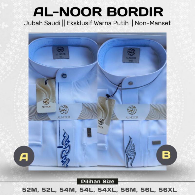 Al Noor Bordir Putih Ekslusif Premium Jubah Dewasa