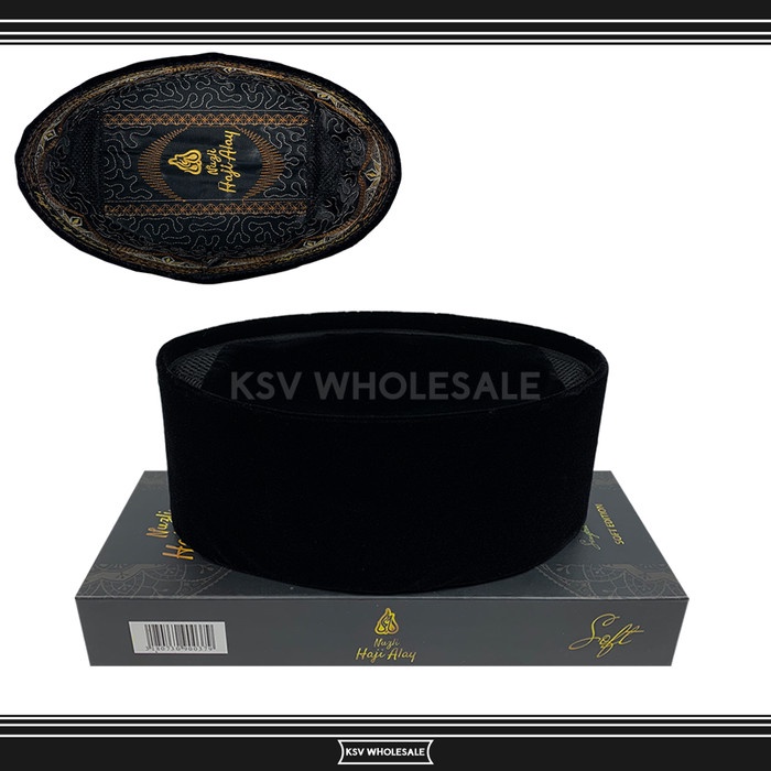 Songkok Hitam Premium HAJI ALAY DELUXE Tinggi 8, 9, 10 Peci Kopiah - T 8 AC, No 2 (F3L6) Murah Peci 