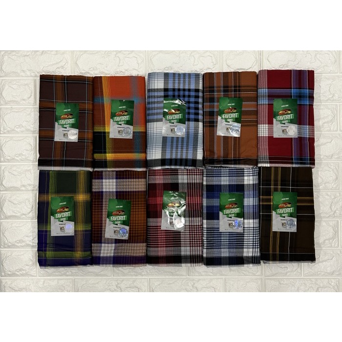 Grosir 10 Pcs Sarung Atlas Favorit 500 (M4Y4) Free Tasbih Tebal Original Terlaris Medium Travelling 