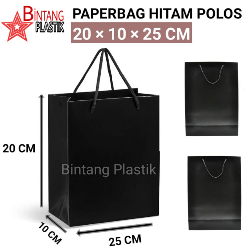 

ISI 12 BIJI paper bag hitam murah bp19 | tas kertas | paperbag polos shopping bag