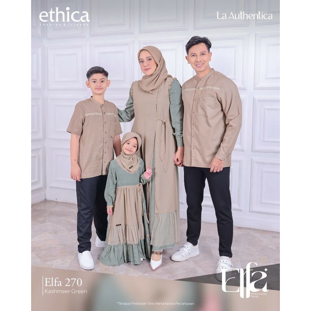 Ethica Elfa 270 Kashmeer Green Kagumi 274 Kahfi 262 Kagumi Kids 130 Kahfi Kids 184 Baju Muslim Gamis Sarimbit Keluarga Family Series Terbaru Ori Lebaran 2023