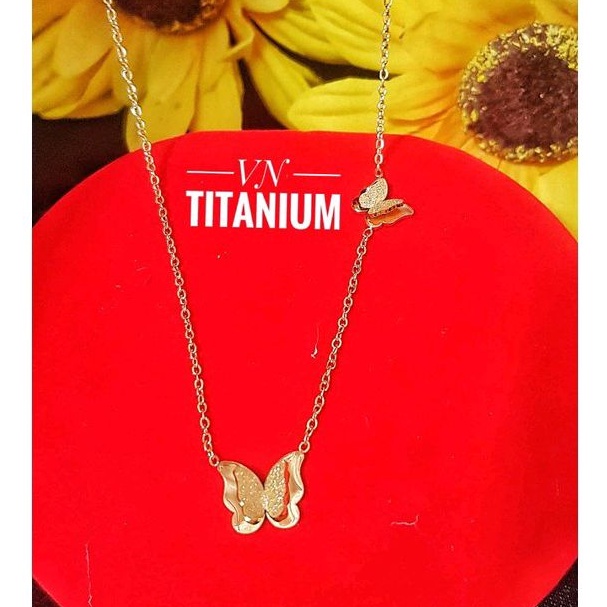 Kalung titanium kupu Simple gold629