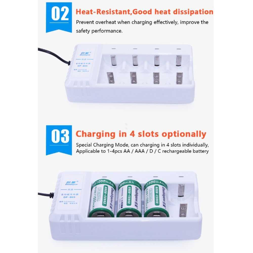 Doublepow Charger Baterai 4 Slot AA/AAA/D/C Ni-Mh Ni-Cd DP-B05 Batu Baterai Aa Batu Baterai Aa Charger Batere Charger Batere Batu Baterai Cas Batu Baterai Cas Cas Baterai Kotak Cas Baterai Kotak Charger Baterai Kotak Charger Baterai Kotak Charger Baterai