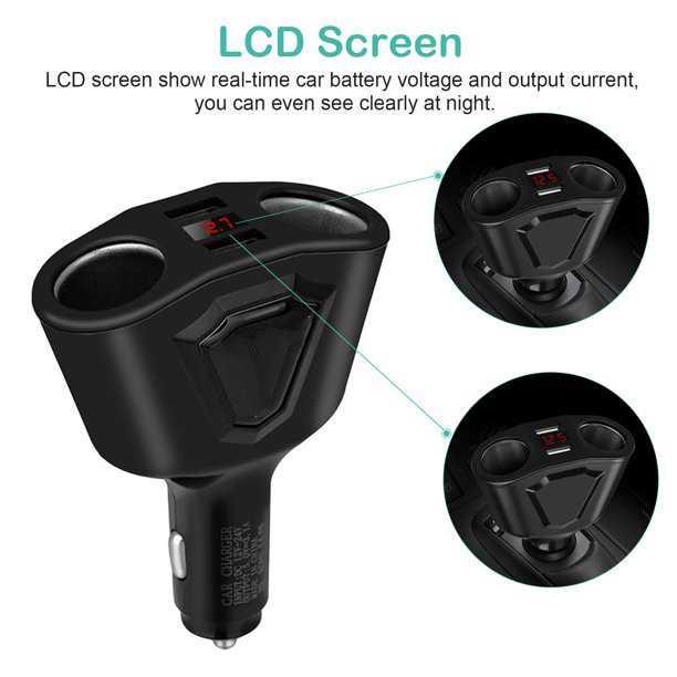 Olaf Car Charger Voltage 2 Port 3.1A with 2 Cigarette Socket 120W