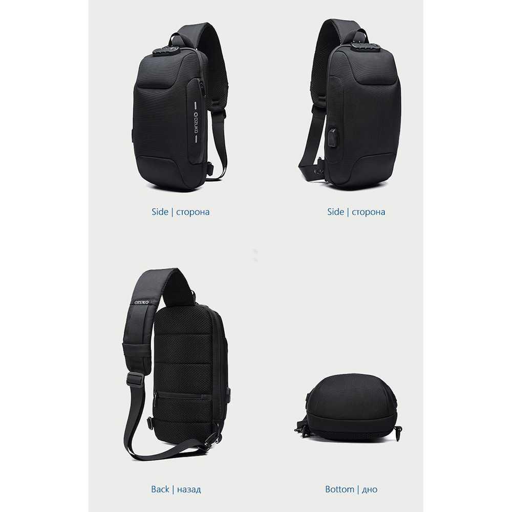 OZUKO Tas Selempang Bag Coded Lock with USB Charger Port 223