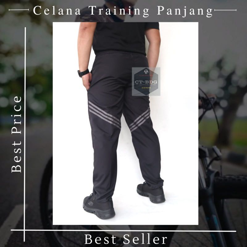 Celana Training Panjang Olahraga Gowes Sepeda Pria dan Wanita Bahan Parasut Ukuran L