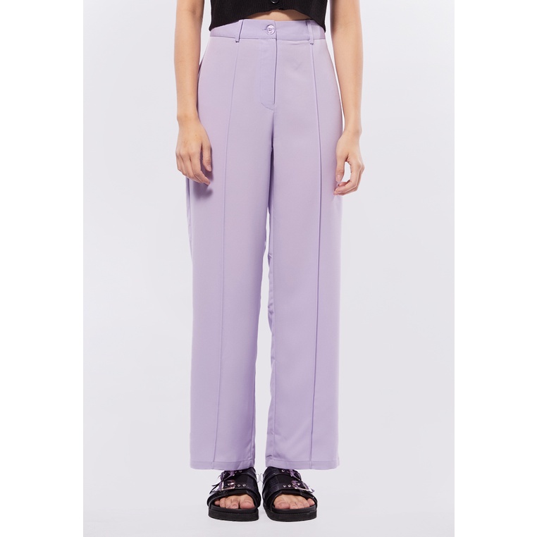 COLORBOX Creased Leg Woven Pants Lilac