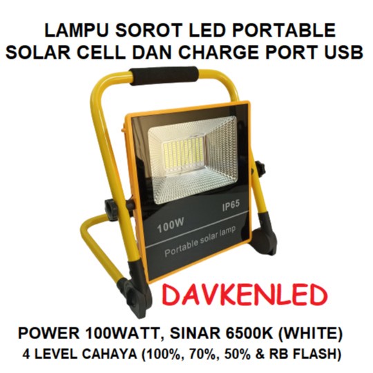 Terlaris Lampu Sorot Led Portable 100Watt / Lampu Sorot Led 100Watt Solar Cell