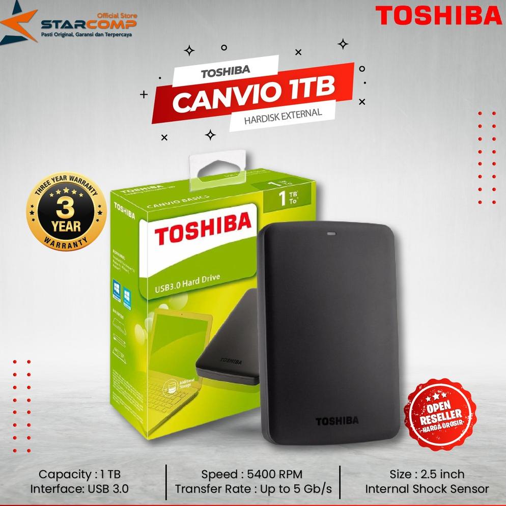 HDD Ext Toshiba Canvio 1TB Eksternal Portabel