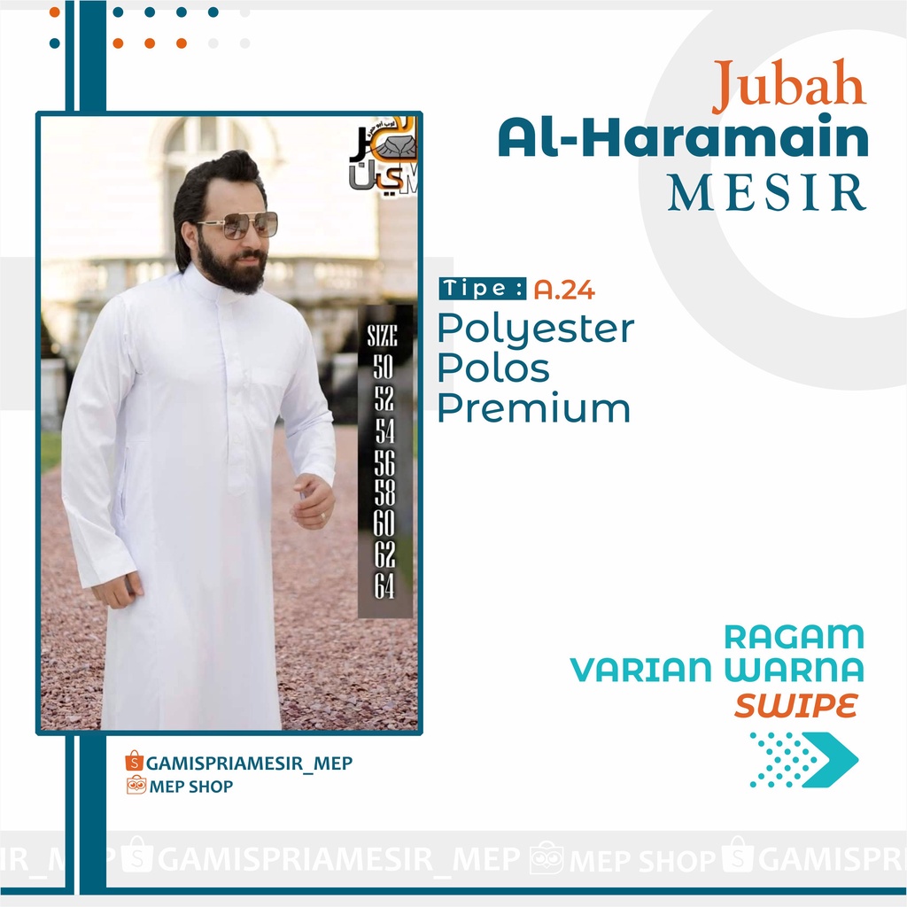GAMIS PRIA AL HARAMAIN POLYESTER IMPORT MESIR ORIGINAL NON MANSET VIETNAM SAUDI LOKAL MADINAH SYIRKU