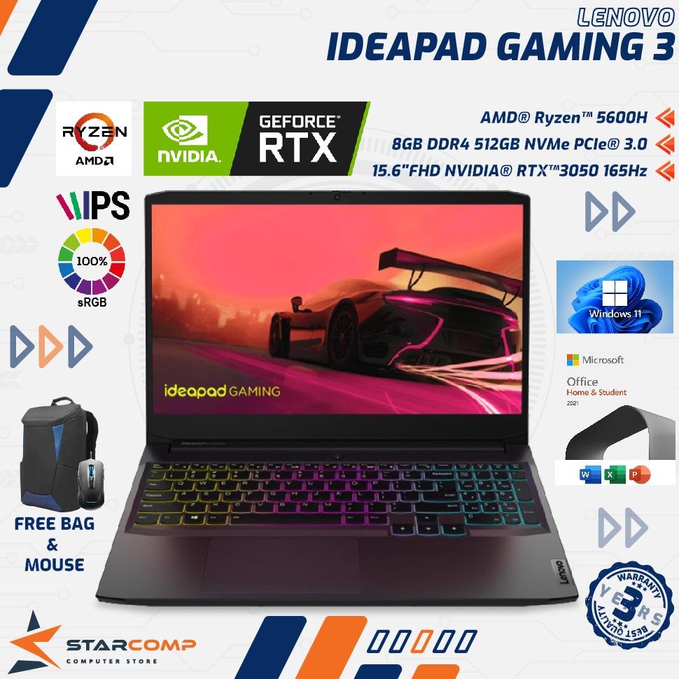 Lenovo Ideapad Gaming 3 Ryzen 5 5600H 16GB 512GB RTX3050 15.6FHD 165Hz