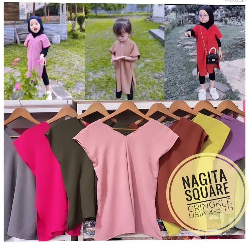 NAGITA SQUARE ANAK CRINKLE BAJU ATASAN KIDS