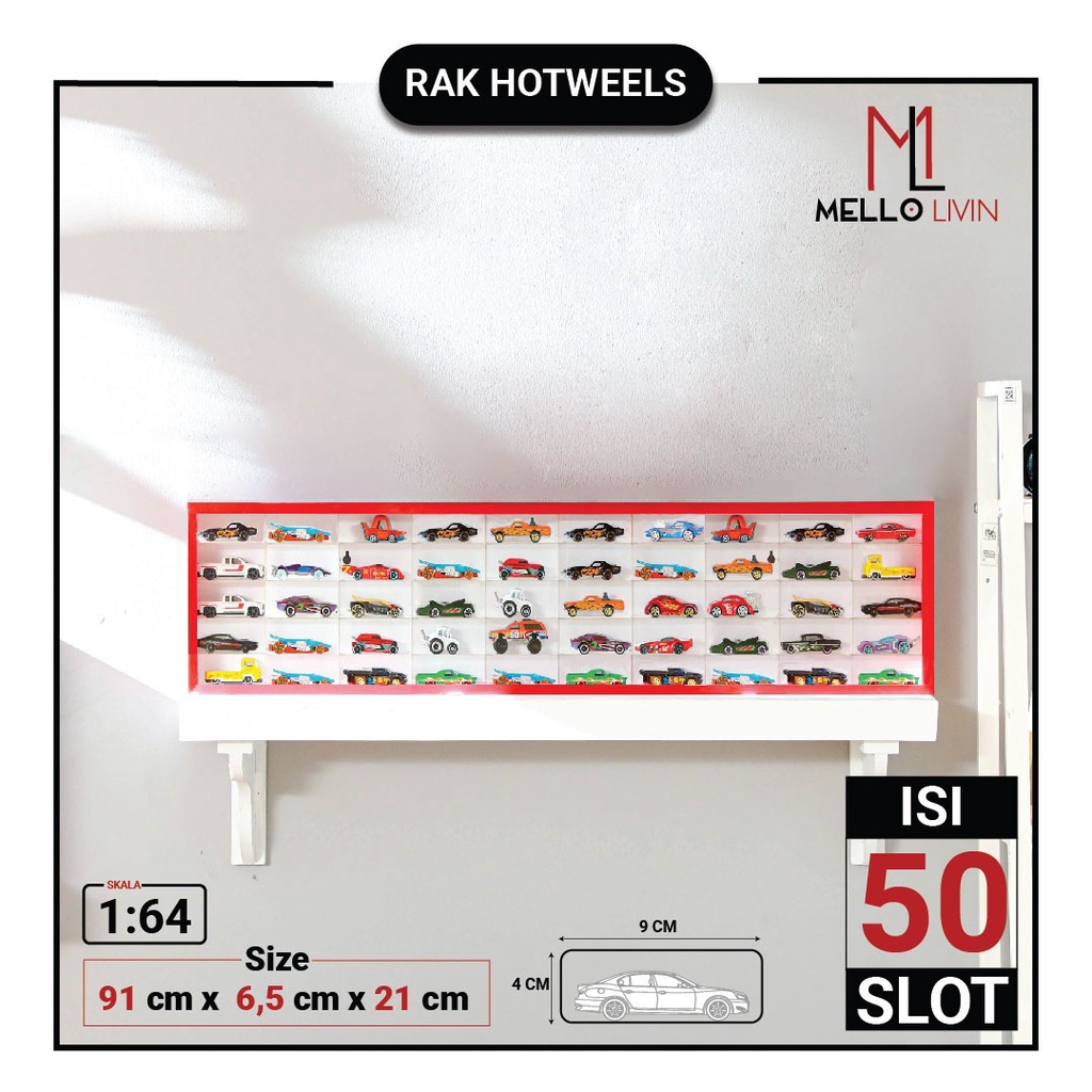 Rak Hotwheels Isi 50 Slot Landscape Skala 1:64 / Rack Hotwheel Acrylic / Akrilik